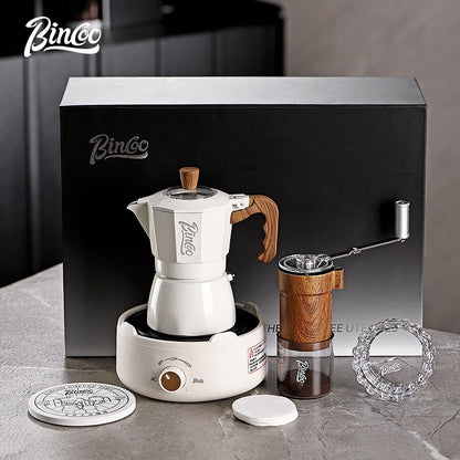 BINCOO Double Valve Moka Pot Complete Gift Box Set Italian Small Home Brewing Coffee Pot Set Holiday Gift Best 2Cups