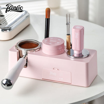 BINCOO Coffee Press Base Set Coffee Maker Handle Storage Base Powder Cloth Press 3 Piece Set Espresso Appliances 51/58MM