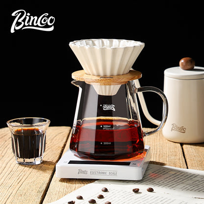 BINCOO Hand Brew Coffee Pot with Filter Cup Coffee Sharing Pot Set Ceramic V60 Filter Coffee Utensils 600ML