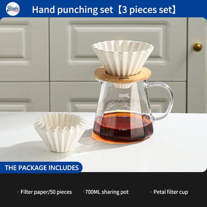 BINCOO Hand Brew Coffee Pot with Filter Cup Coffee Sharing Pot Set Ceramic V60 Filter Coffee Utensils 600ML