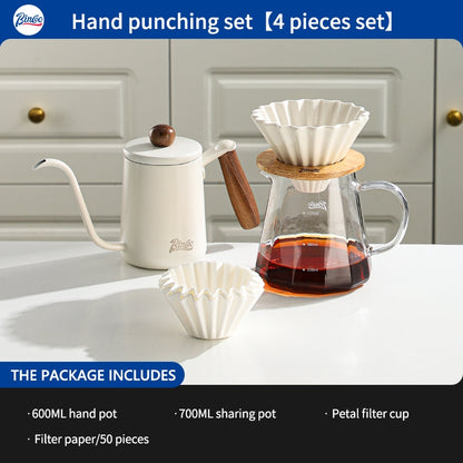 BINCOO Hand Brew Coffee Pot with Filter Cup Coffee Sharing Pot Set Ceramic V60 Filter Coffee Utensils 600ML