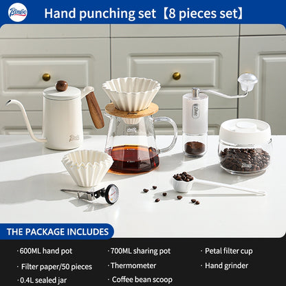 BINCOO Hand Brew Coffee Pot with Filter Cup Coffee Sharing Pot Set Ceramic V60 Filter Coffee Utensils 600ML