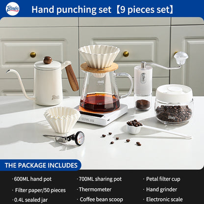 BINCOO Hand Brew Coffee Pot with Filter Cup Coffee Sharing Pot Set Ceramic V60 Filter Coffee Utensils 600ML