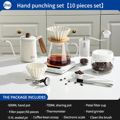BINCOO Hand Brew Coffee Pot with Filter Cup Coffee Sharing Pot Set Ceramic V60 Filter Coffee Utensils 600ML