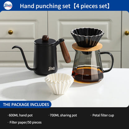 BINCOO Hand Brew Coffee Pot with Filter Cup Coffee Sharing Pot Set Ceramic V60 Filter Coffee Utensils 600ML