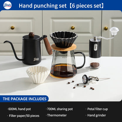 BINCOO Hand Brew Coffee Pot with Filter Cup Coffee Sharing Pot Set Ceramic V60 Filter Coffee Utensils 600ML
