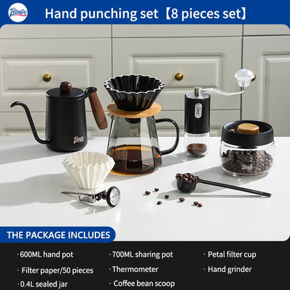 BINCOO Hand Brew Coffee Pot with Filter Cup Coffee Sharing Pot Set Ceramic V60 Filter Coffee Utensils 600ML
