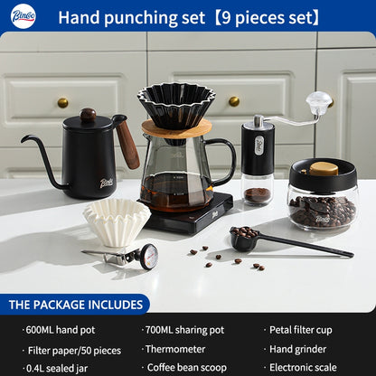 BINCOO Hand Brew Coffee Pot with Filter Cup Coffee Sharing Pot Set Ceramic V60 Filter Coffee Utensils 600ML