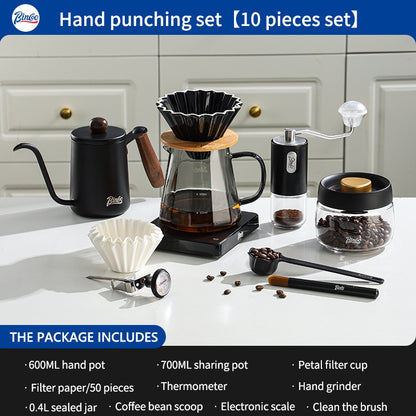 BINCOO Hand Brew Coffee Pot with Filter Cup Coffee Sharing Pot Set Ceramic V60 Filter Coffee Utensils 600ML