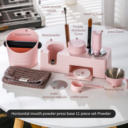 BINCOO Coffee Press Base Set Coffee Maker Handle Storage Base Powder Cloth Press 3 Piece Set Espresso Appliances 51/58MM