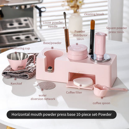 BINCOO Coffee Press Base Set Coffee Maker Handle Storage Base Powder Cloth Press 3 Piece Set Espresso Appliances 51/58MM
