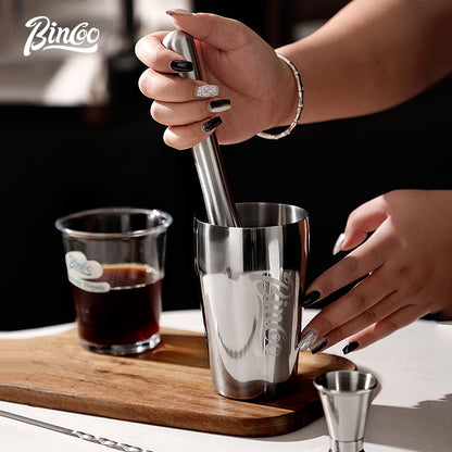BINCOO Stainless Steel Shaker Cup Set Coffee & Tea Making Tools Hand Shaker Coffee Making Equipment 550ML