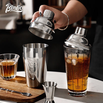 BINCOO Stainless Steel Shaker Cup Set Coffee & Tea Making Tools Hand Shaker Coffee Making Equipment 550ML