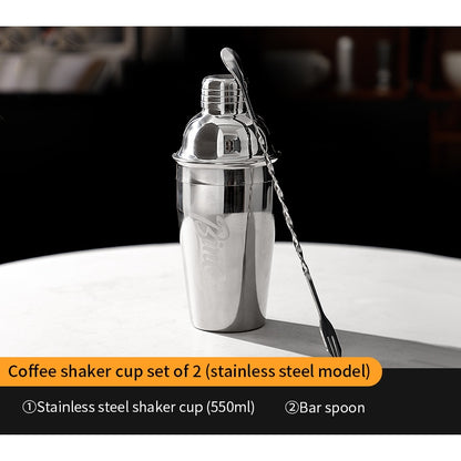 BINCOO Stainless Steel Shaker Cup Set Coffee & Tea Making Tools Hand Shaker Coffee Making Equipment 550ML