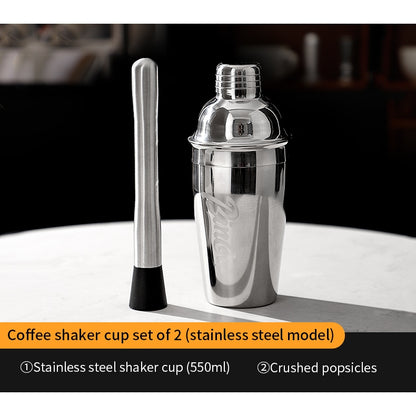 BINCOO Stainless Steel Shaker Cup Set Coffee & Tea Making Tools Hand Shaker Coffee Making Equipment 550ML