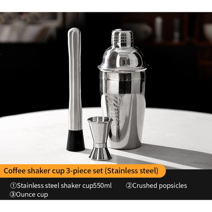 BINCOO Stainless Steel Shaker Cup Set Coffee & Tea Making Tools Hand Shaker Coffee Making Equipment 550ML