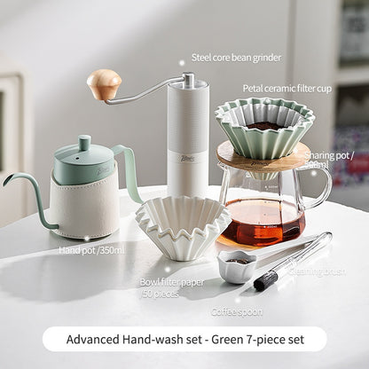 BINCOO Hand Brew Coffee Pot Set Filter Coffee Apparatus Sharing Pot Home Small Hand Grinder Coffee Maker Set