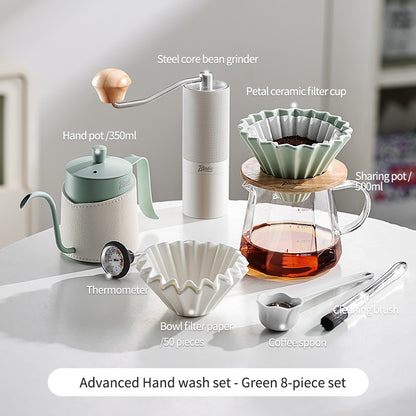 BINCOO Hand Brew Coffee Pot Set Filter Coffee Apparatus Sharing Pot Home Small Hand Grinder Coffee Maker Set