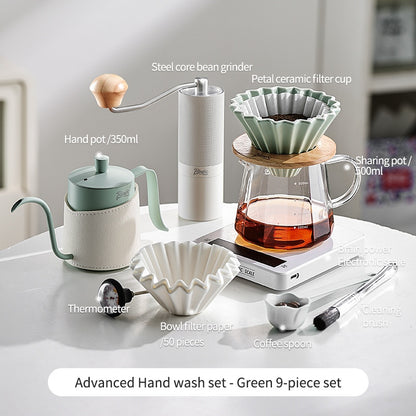 BINCOO Hand Brew Coffee Pot Set Filter Coffee Apparatus Sharing Pot Home Small Hand Grinder Coffee Maker Set
