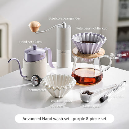 BINCOO Hand Brew Coffee Pot Set Filter Coffee Apparatus Sharing Pot Home Small Hand Grinder Coffee Maker Set