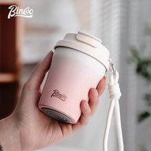 BINCOO Inner Coated Ceramic Thermal Mug Coffee Cup Portable Stainless Steel Straw Mug 280ML