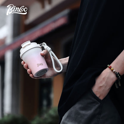 BINCOO Inner Coated Ceramic Thermal Mug Coffee Cup Portable Stainless Steel Straw Mug 280ML