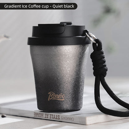 BINCOO Inner Coated Ceramic Thermal Mug Coffee Cup Portable Stainless Steel Straw Mug 280ML