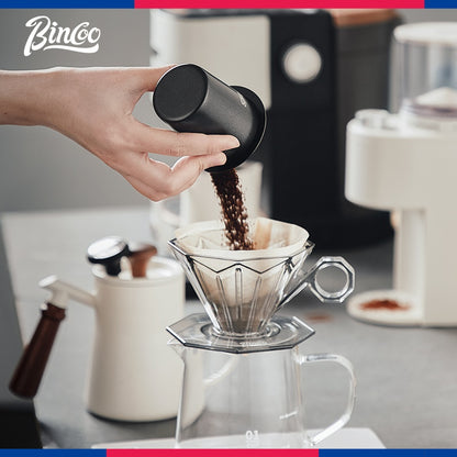 BINCOO Stainless Steel Coffee Catchers Hand Brewing Coffee Handle Pour Over Powder Dispenser 51MM/58MM