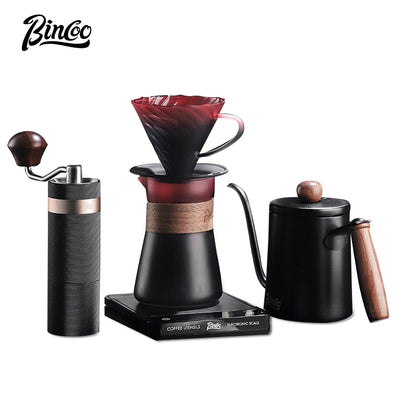 BINCOO Hand Brewed Coffee Filter Cup v60 Borosilicate Glass Heat Resistant Sharing Pot Coffee Utensils Set