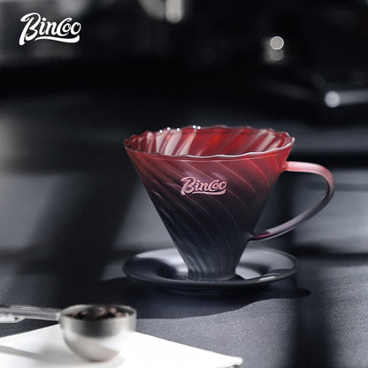 BINCOO Hand Brewed Coffee Filter Cup v60 Borosilicate Glass Heat Resistant Sharing Pot Coffee Utensils Set