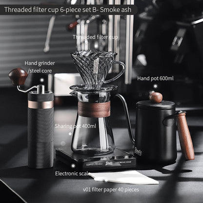 BINCOO Hand Brewed Coffee Filter Cup v60 Borosilicate Glass Heat Resistant Sharing Pot Coffee Utensils Set