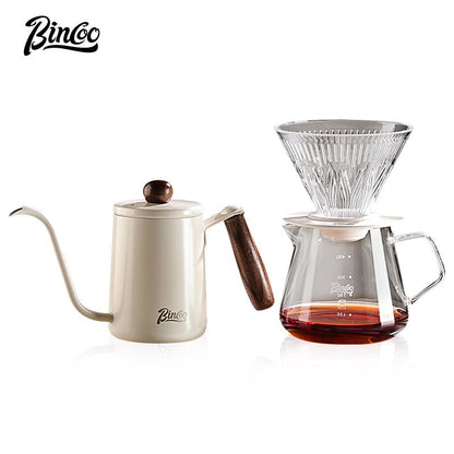 BINCOO Hand Brewed Coffee Filter Cup v60 Coffee Utensils Heat Resistant High Temperature Borosilicate Glass Sharing Pot Set 600ML
