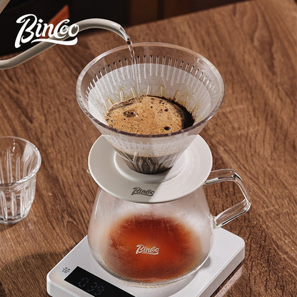 BINCOO Hand Brewed Coffee Filter Cup v60 Coffee Utensils Heat Resistant High Temperature Borosilicate Glass Sharing Pot Set 600ML