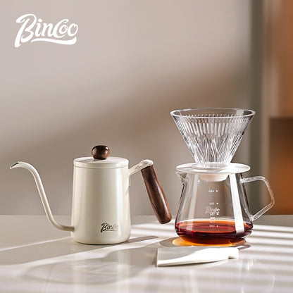 BINCOO Hand Brewed Coffee Filter Cup v60 Coffee Utensils Heat Resistant High Temperature Borosilicate Glass Sharing Pot Set 600ML