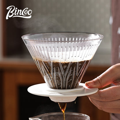 BINCOO Hand Brewed Coffee Filter Cup v60 Coffee Utensils Heat Resistant High Temperature Borosilicate Glass Sharing Pot Set 600ML