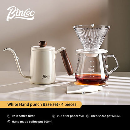 BINCOO Hand Brewed Coffee Filter Cup v60 Coffee Utensils Heat Resistant High Temperature Borosilicate Glass Sharing Pot Set 600ML