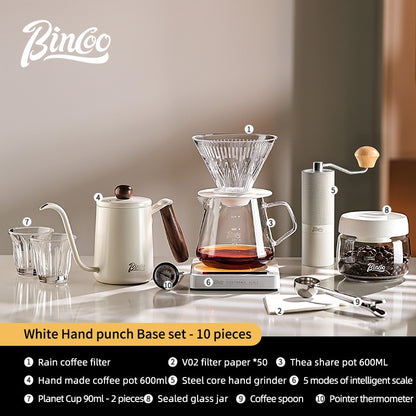 BINCOO Hand Brewed Coffee Filter Cup v60 Coffee Utensils Heat Resistant High Temperature Borosilicate Glass Sharing Pot Set 600ML