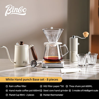 BINCOO Hand Brewed Coffee Filter Cup v60 Coffee Utensils Heat Resistant High Temperature Borosilicate Glass Sharing Pot Set 600ML