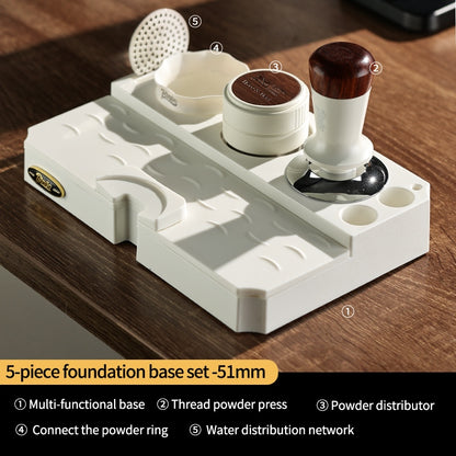 BINCOO Walnut Wooden Powder Cloth Coffee Press Hammer Coffee Maker Handle Storage Base Set Espresso Coffee Utensils 51/58MM