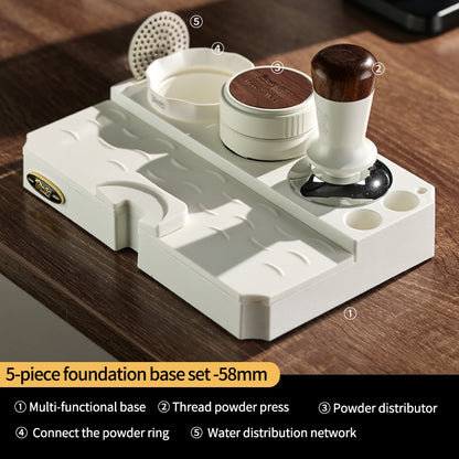 BINCOO Walnut Wooden Powder Cloth Coffee Press Hammer Coffee Maker Handle Storage Base Set Espresso Coffee Utensils 51/58MM