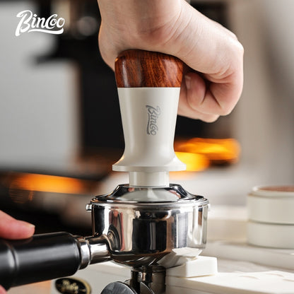 BINCOO Coffee Maker Handle Filling Press Base Walnut Wood Powder Coffee Press Hammer Set Espresso Appliances 51MM/58MM