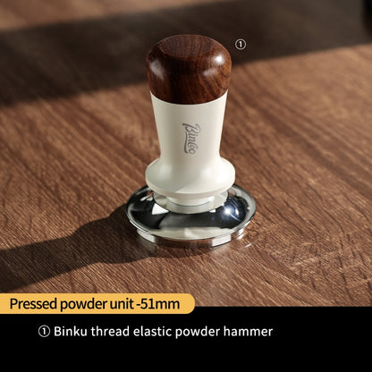 BINCOO Coffee Maker Handle Filling Press Base Walnut Wood Powder Coffee Press Hammer Set Espresso Appliances 51MM/58MM