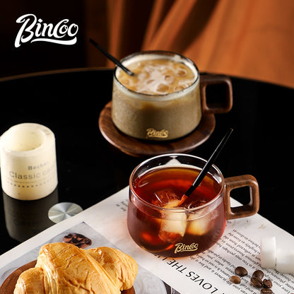 BINCOO Coffee Cup and Saucer Gift Box Heat-resistant Borosilicate Glass Cups Couple Pair of Cups Best Gifts 250ML