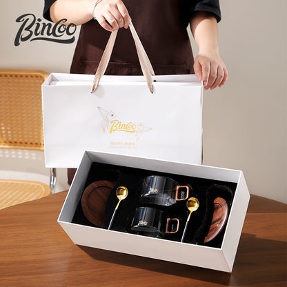 BINCOO Coffee Cup and Saucer Gift Box Heat-resistant Borosilicate Glass Cups Couple Pair of Cups Best Gifts 250ML