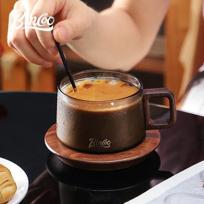 BINCOO Coffee Cup and Saucer Gift Box Heat-resistant Borosilicate Glass Cups Couple Pair of Cups Best Gifts 250ML