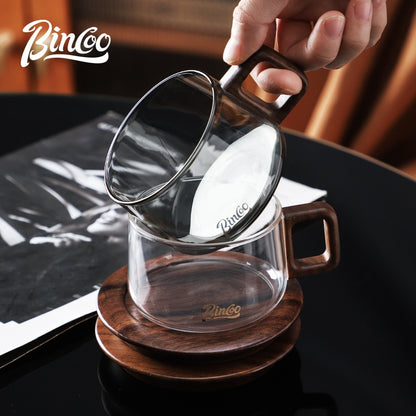 BINCOO Coffee Cup and Saucer Gift Box Heat-resistant Borosilicate Glass Cups Couple Pair of Cups Best Gifts 250ML