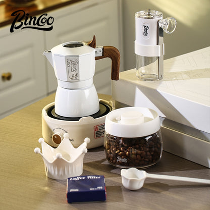 BINCOO Dual Valve Moka Pot Gift Set Small Coffee Maker Set Holiday Birthday Best Gift 2Cups