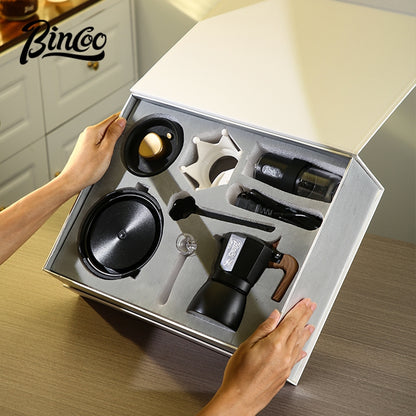 BINCOO Dual Valve Moka Pot Gift Set Small Coffee Maker Set Holiday Birthday Best Gift 2Cups