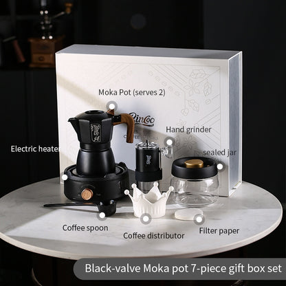 BINCOO Dual Valve Moka Pot Gift Set Small Coffee Maker Set Holiday Birthday Best Gift 2Cups