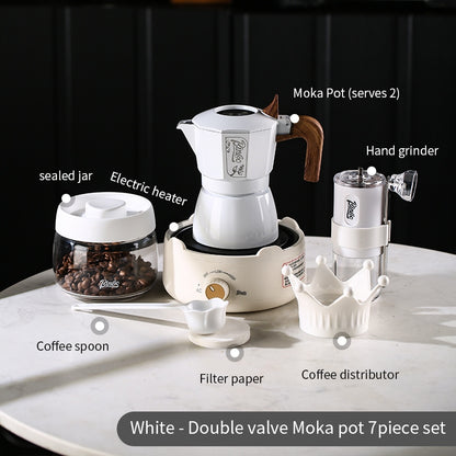BINCOO Dual Valve Moka Pot Gift Set Small Coffee Maker Set Holiday Birthday Best Gift 2Cups